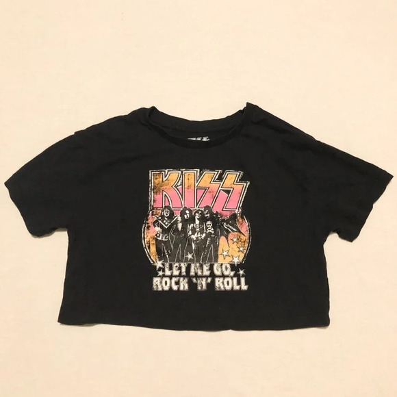 Kiss Band Tee Crop Top Womens Size Small Let me Go  Rock N Roll - Picture 9 of 15